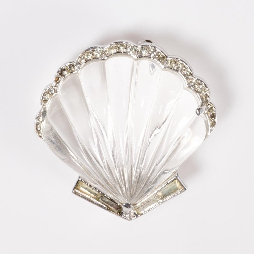 Vtg Crown Trifari Alfred Philippe Jelly Belly Lucite Moonshell Fur Clip Brooch